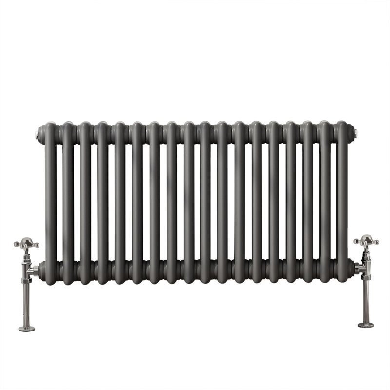Tryphosa Traditional 2 Column Horizontal Designer Radiator, Anthracite, 30cm H x 83cm W