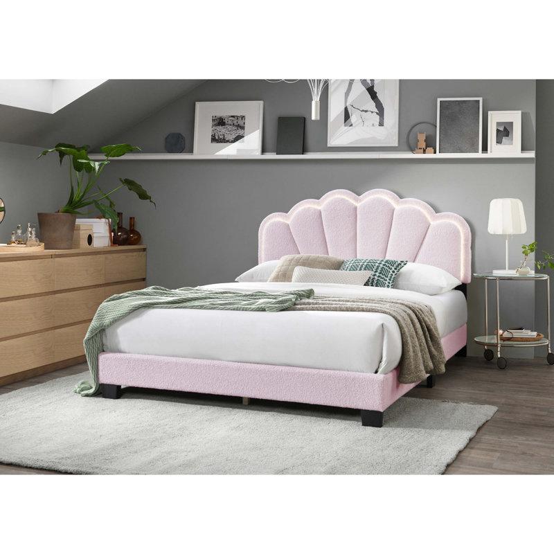 Lit plateforme moderne, Double, Rose