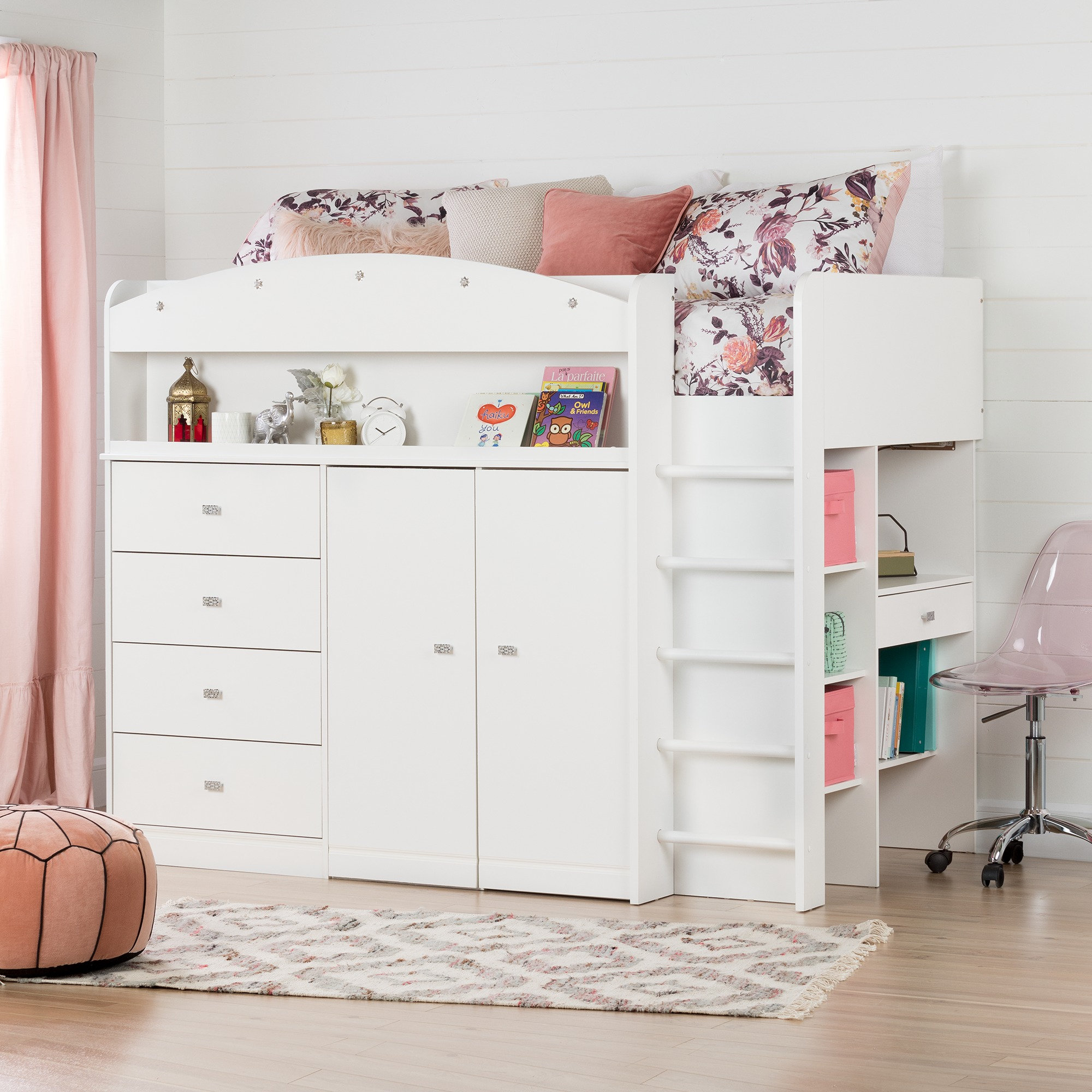 South Shore Tiara Twin 4 Drawer Loft Bed with Built-in-Desk by South Shore & Reviews | Wayfair