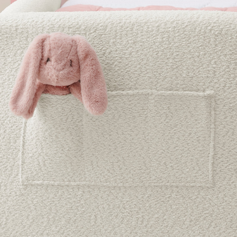 Twin Size Upholstered Platform Bed, Beige