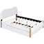 Lit plateforme double blanc avec lit gigogne et tête de lit en bois de pin pour plus de confort-453201144-453201145