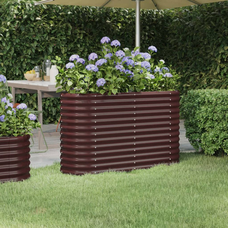 Garden Raised Bed Powder-coated Steel, Brown, 68 cm x 114 cm x 40 cm