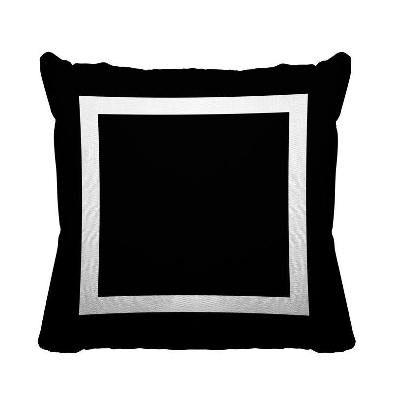 Luella Geometric Outdoor Reversible Throw Pillow, 15W" x 15H", Black
