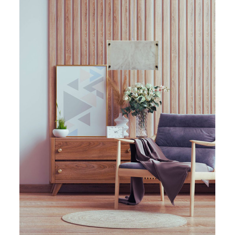 Luminaire suspendu enfichable 2 lumières 16 pouces avec faux albâtre marbré et diffuseur, cordon blanc