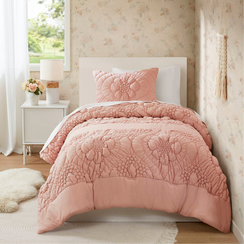 2-Piece Twin Comforter Set,Pink