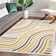 Fresno Cream Blue Yellow Curved Lines Area Rug