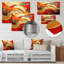 «Red and Gold Geometric Volcano Fragment II», art mural abstrait en métal, impression géométrique en métal-2025539295