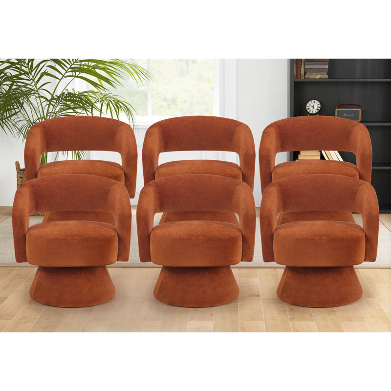 Markeita 27.8''Wide Modern Soft Microfiber Swivel Accent Chair with Unique Backrest Design, Orange, 6