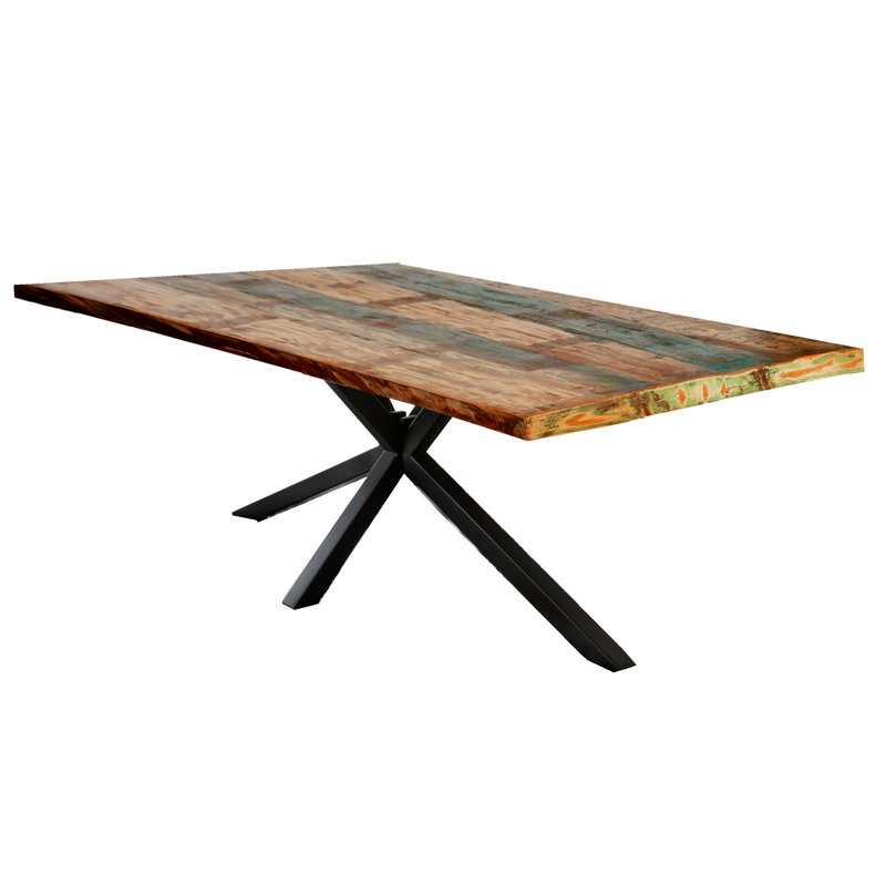 Aramis Rectangular Wood Top Dining Table with Steel Base, H76 x L160 x W85cm, Black