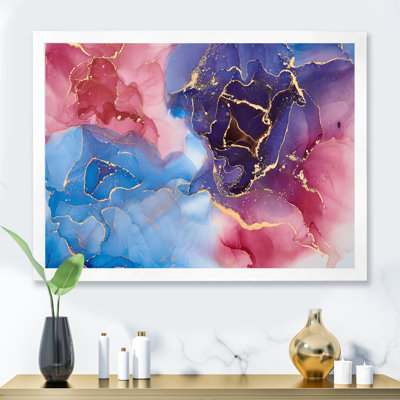Mauve et bleu, luxe abstrait, fluide V - Peinture sur toile