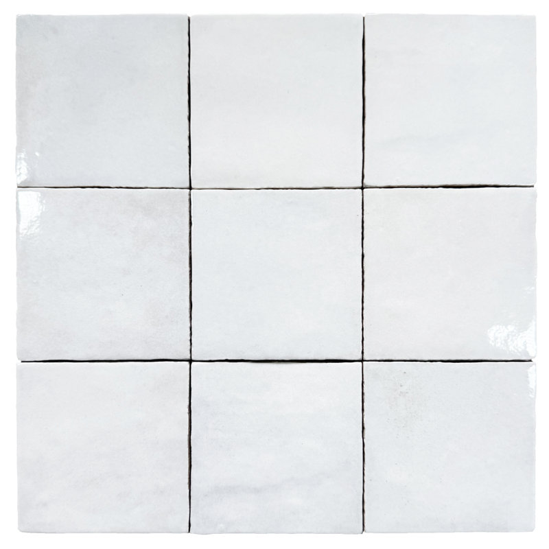 Zelij 4"x4" Ceramic Zellige Look Wall Tile, White