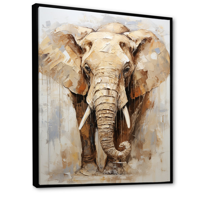 «Tusked Elephant Portrait I», reproduction sur toile, Cadre flottant noir, H 20 po x l 12 po x P 1 po