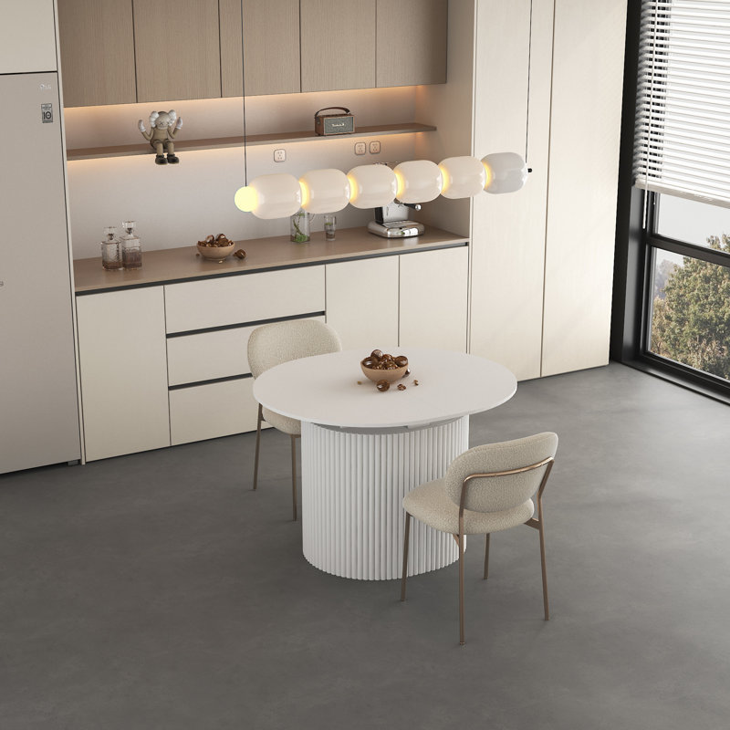 Table de salle à manger extensible et pliable en MDF blanc, table extensible multifonctionnelle pour les espaces repas et de réunion