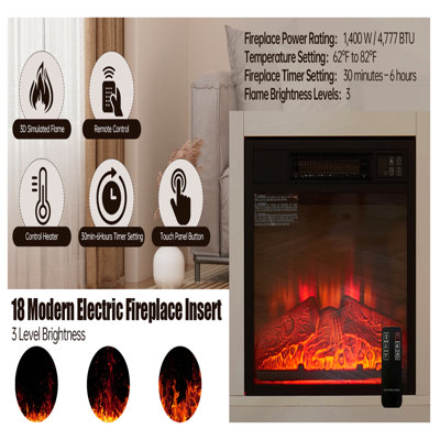 Meuble télé Meuble télé avec foyer et tablettes en verre, foyer 3D avec lumières DEL en bois et prise de charge USB