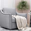 Chaise ergonomique pivotante à 360 degrés avec base en lin et en coton gris pour chambre à coucher confortable