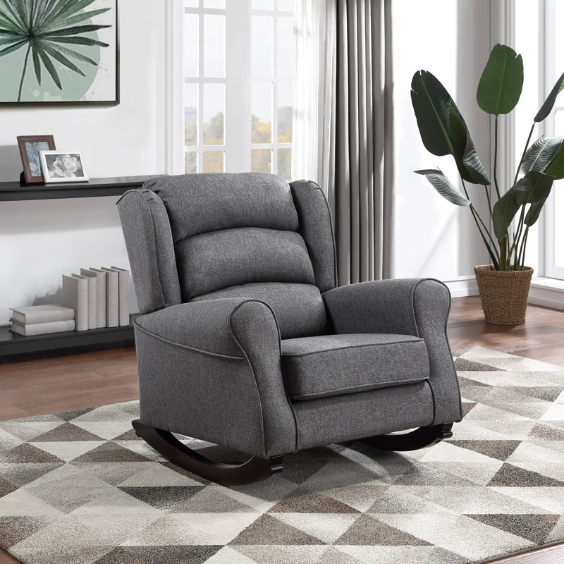 Chaise berçante en contreplaqué de 26 po de hauteur avec accoudoirs de 53,05 lb, coussin en mousse de 20 po, assise de 20 po de largeur, paquet de 79