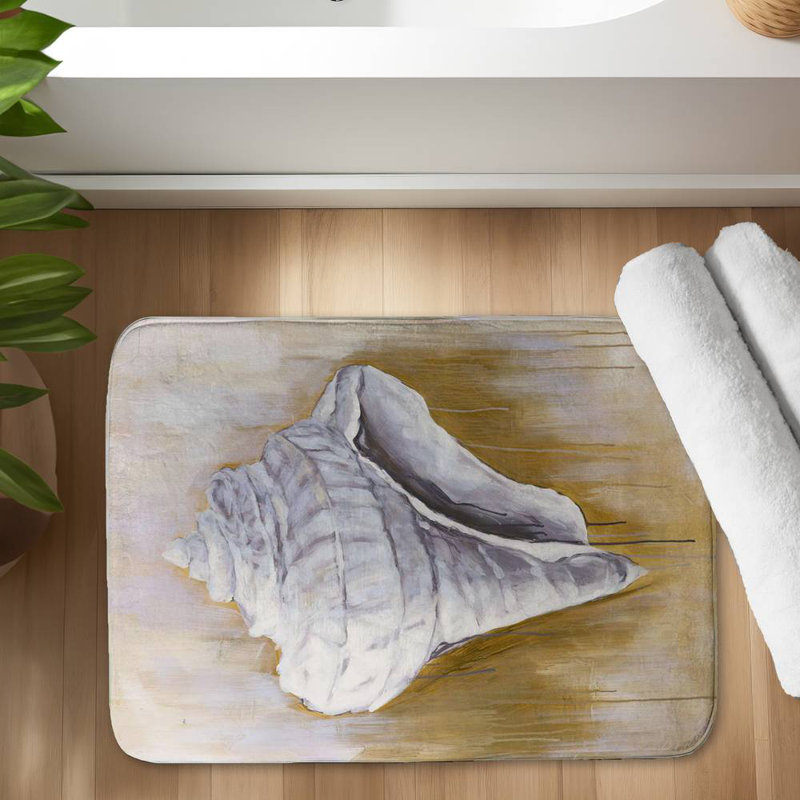 Conical shell Bath Mat with Non-Slip Backing - Quick Dry Memory Foam Bathroom Rug - Absorbent - Modern Plush Spa-Style - Machine Washable