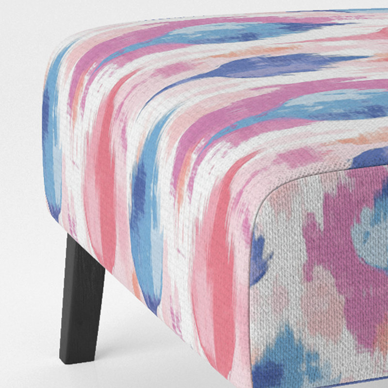 Fauteuil de chambre Boho - Fauteuil de chambre bleu pastel Ikat, Pantoufle sans accoudoirs