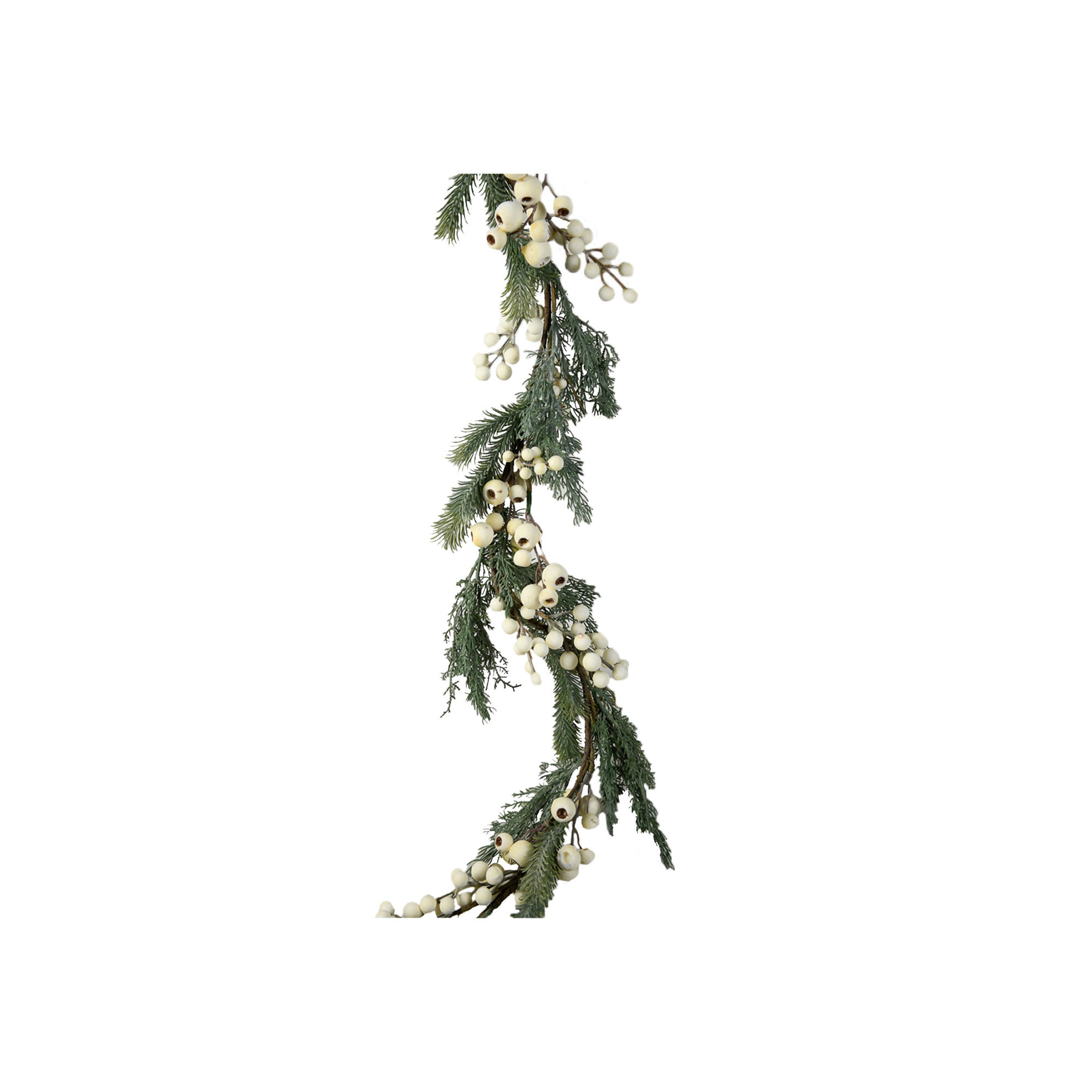 The Holiday Aisle® Classic Winter Berry Garland, Green;White