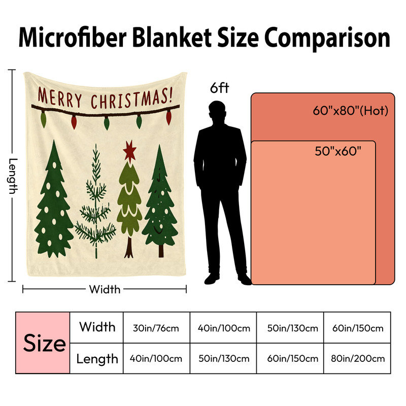 Plaid de Noël en flanelle polaire JYK, léger, respirant, doux et chaud en microfibre pelucheuse, 127 x 152 cm, motif minimaliste sapin trio