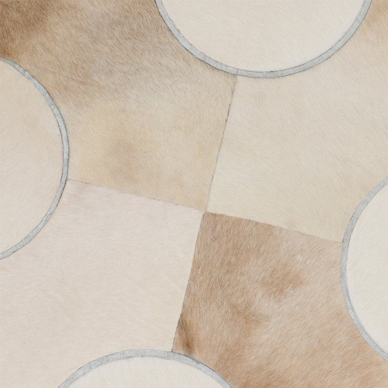 Art Hide X Greg Natale Cowhide Block Print Area Rug, Rectangle 10' x 14', White/Cream