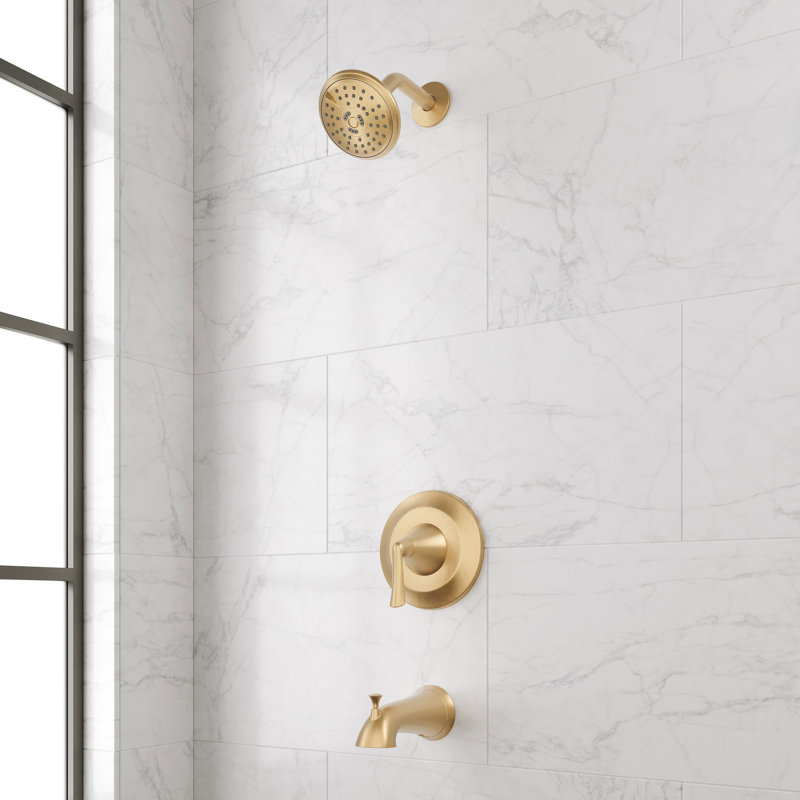 Provincetown Pressure Balance Tub and Shower Set, Brushed Gold