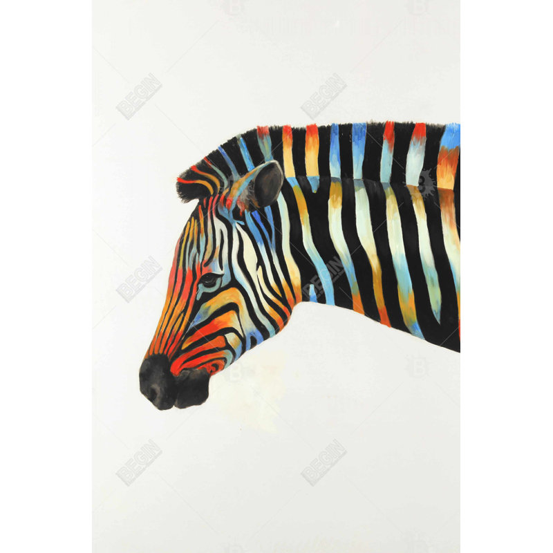 Zèbre coloré - Décoration sur toile orange pour les amoureux des animaux