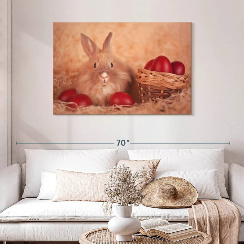 Œufs de Pâques et lapin Lelend, H 30 po x l 45 po