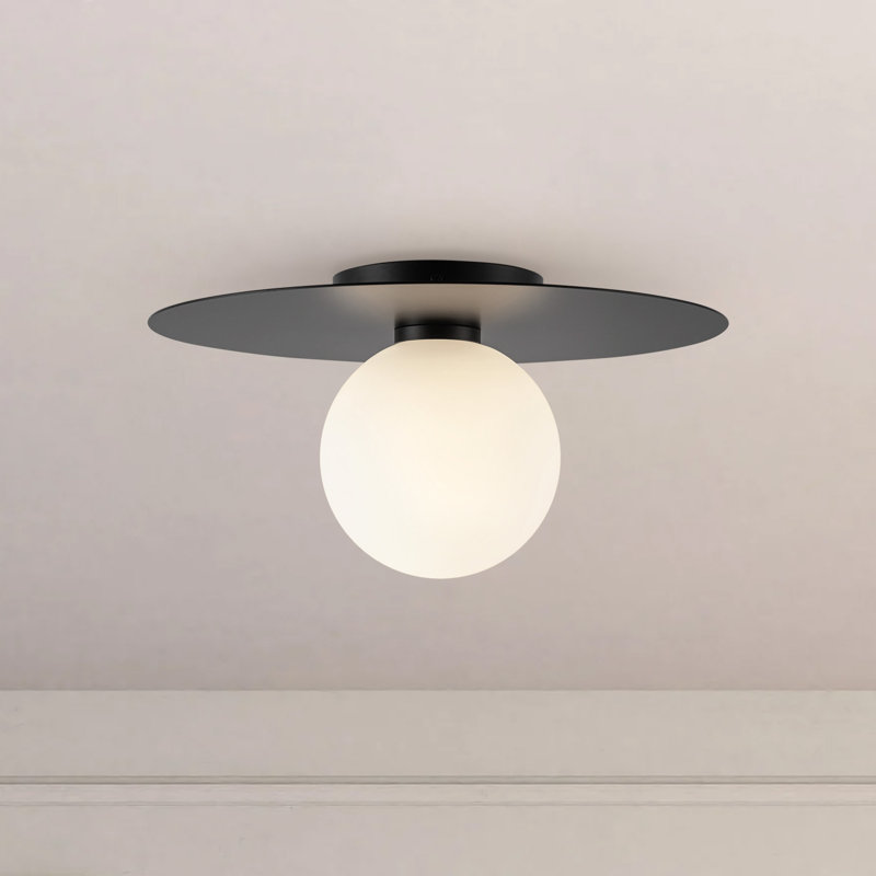Elixir 10-In Flush Mount, 7.38" H x 14.1" W x 14.1" W, Black, Black/White