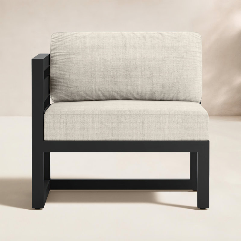 Avion Patio Chair with Sunbrella Cushions, Cast Silver Sunbrella®, Black