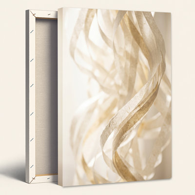 Cream Twisted Paper Strips Spiral Texture Canvas Wall Art