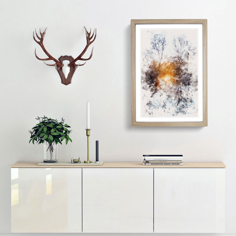 Trees - Picture Frame Graphic Art, 87cm H x 62cm W x 2cm D, Oak Framed
