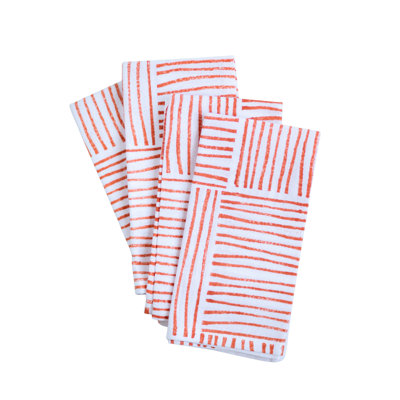 S/4 Organic Napkins - Stripe, Orange