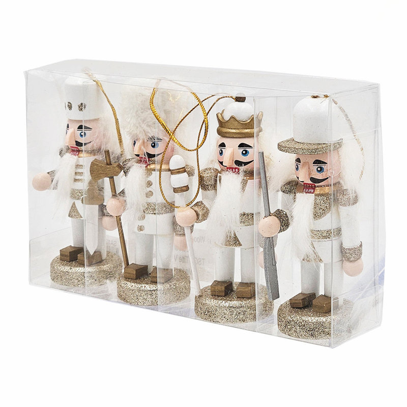 Ensemble de 4 adorables décorations pour casse-noisette de 3,9 pouces pour les décorations de Noël festives et les fêtes