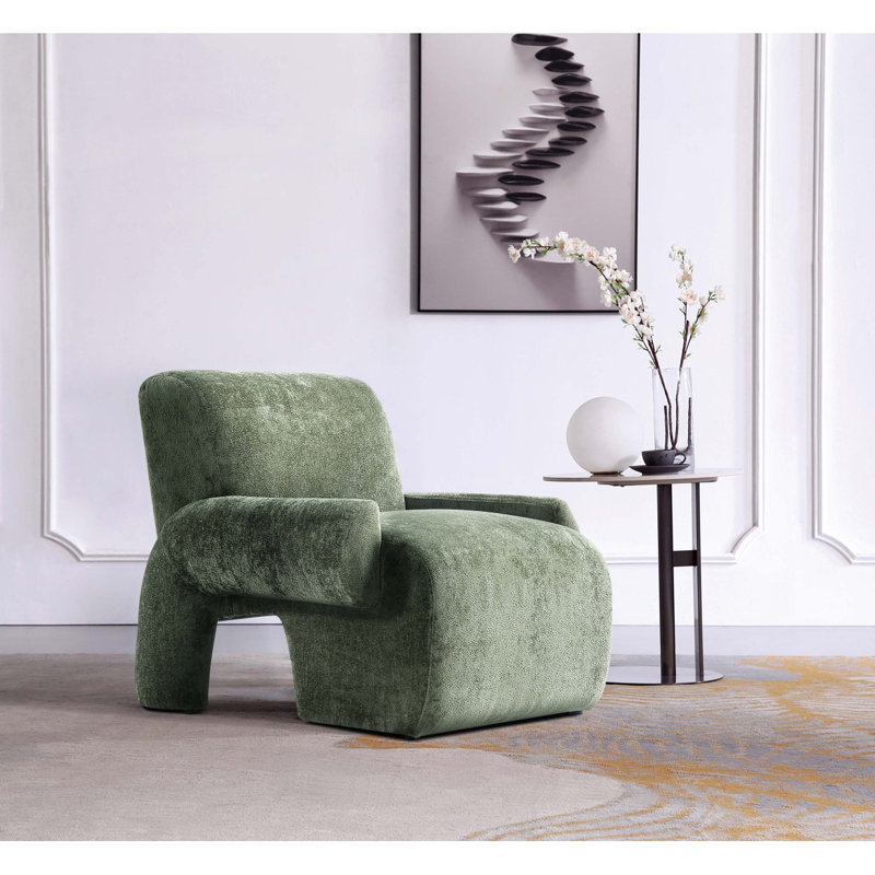 Chaise d'appoint Verandah Mid-Century, Chenille vert olive Cintra
