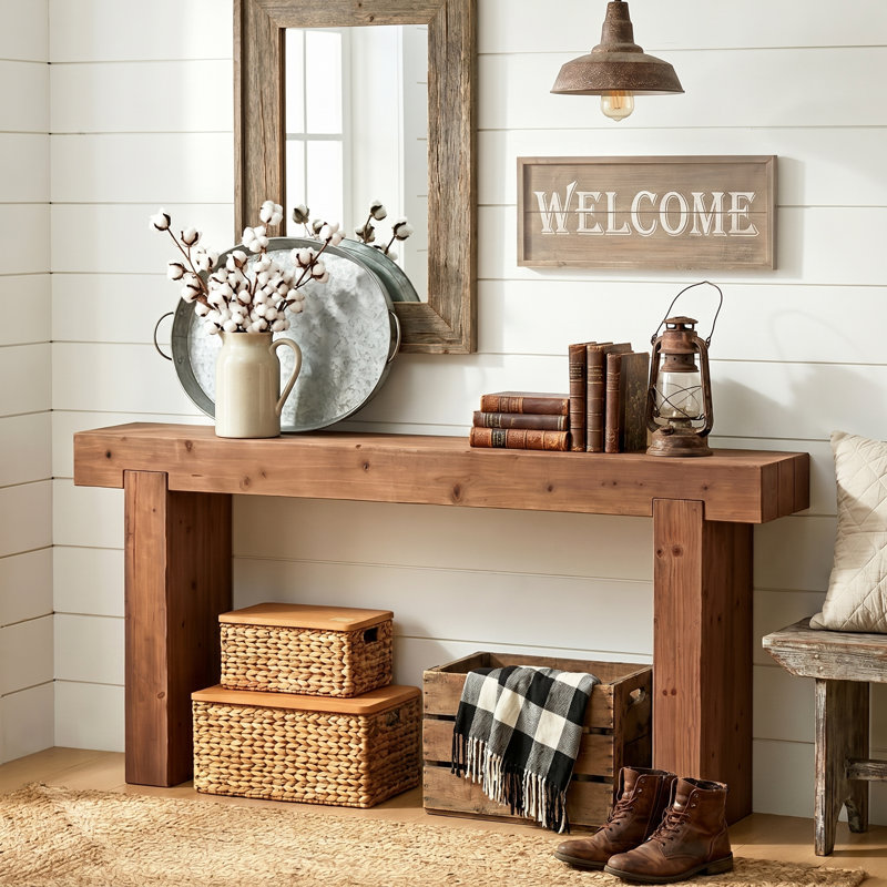 63" Solid Wood Console Table – Rustic Farmhouse Sofa Table for Entryway, Hallway, Espresso