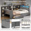 Lit plateforme double pleine grandeur - Lit tapissier avec tablettes de rangement, tiroirs, station de charge, tête de lit à DEL et bureau intégré (capacité de 550 lb)-583475142-583475136