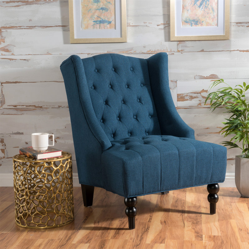 Fauteuil à oreilles rembourré, Bleu très foncé