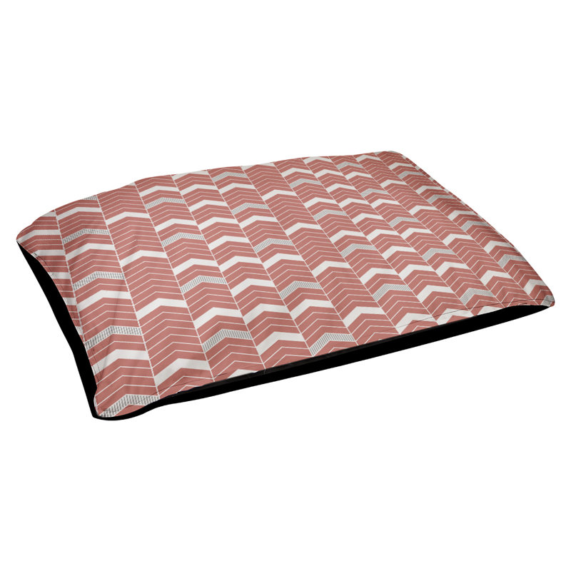Chelan Geometric Polyester Pet Bed, Red & Grey, Medium (40" W x 6.5" D x 30" H)