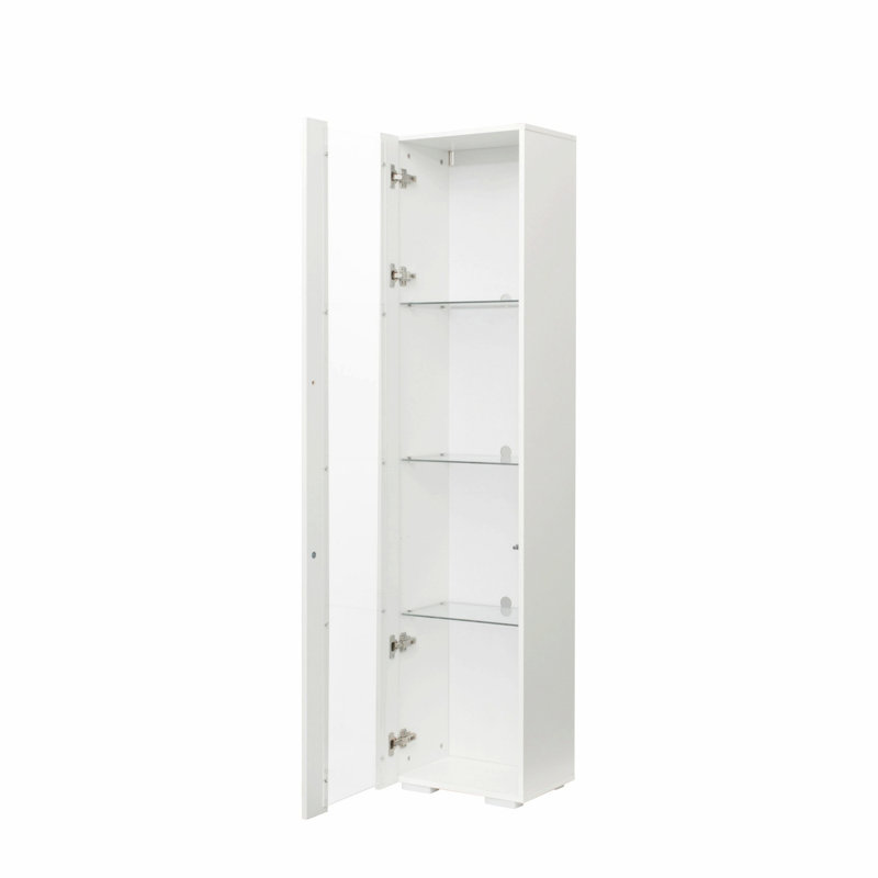 Accent Cabinet, Display Cabinet, Narrow Side Cabinet For Living Room, Accent Storage Cabinet For Home, White