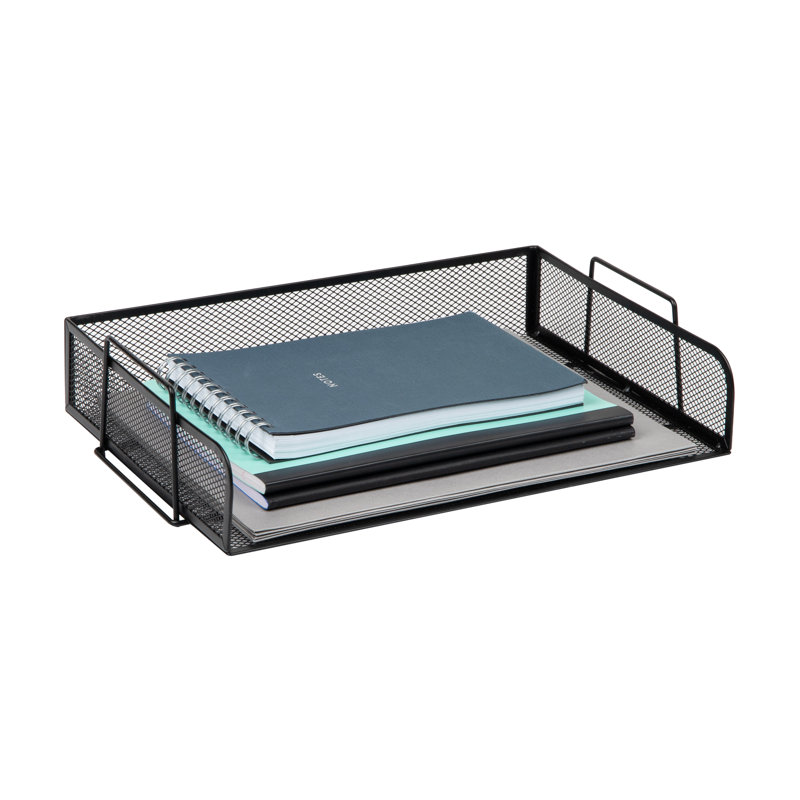 Black Metal Mesh Stackable Letter Tray Organizer, 4 Pieces