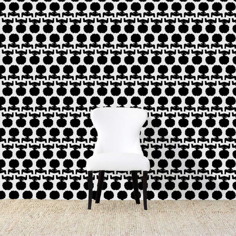 Carreau de papier peint silhouette L 12 pi x l 24 po Silhouette, Noir / blanc