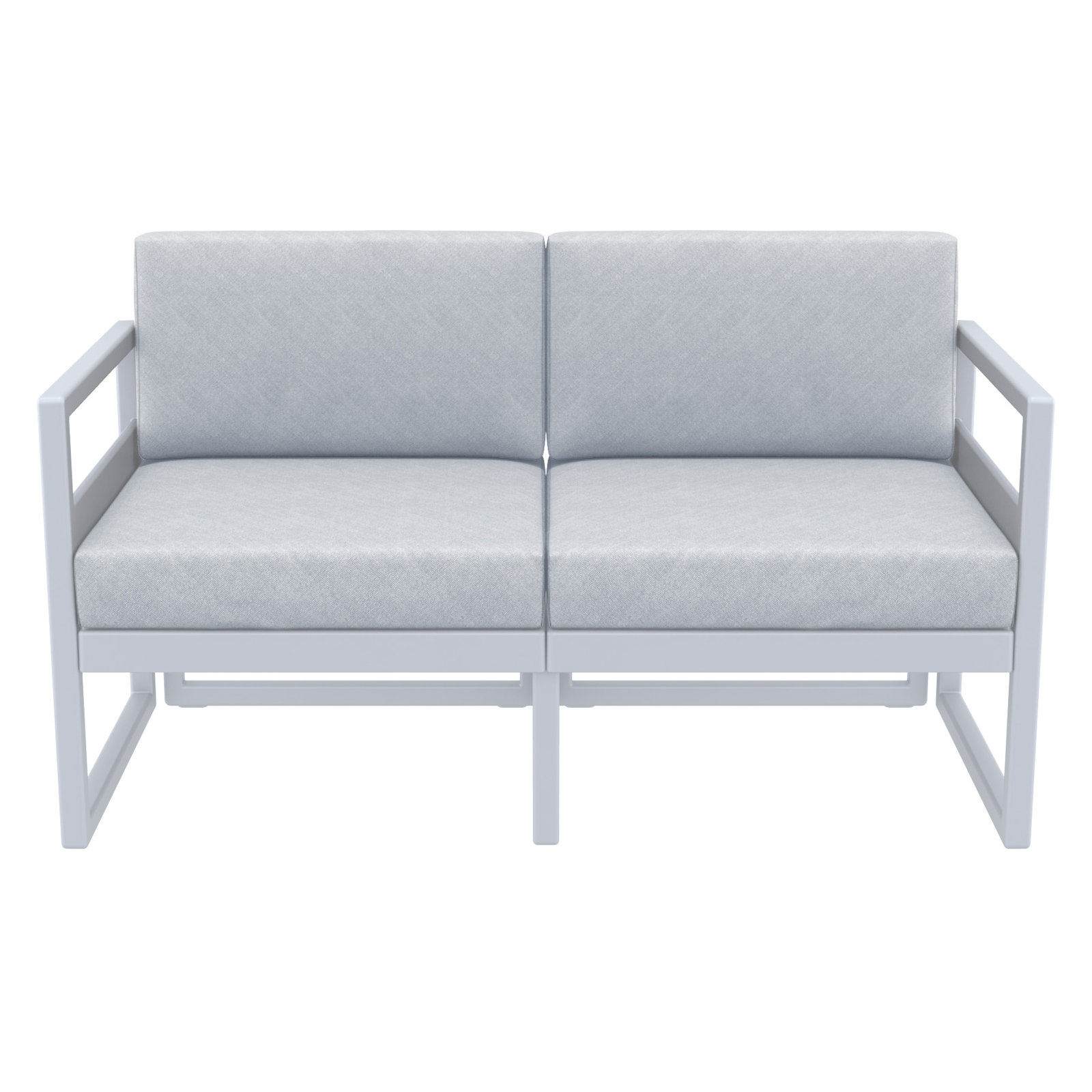 Lane 58'' Wide Straight Loveseat with Cushions, Silver/Gray, Canvas Granite Sunbrella® Canvas