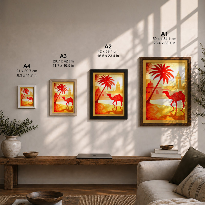 Desert Mirage Tropical - Print, A4 - 29.7 x 21.0 cm, Black