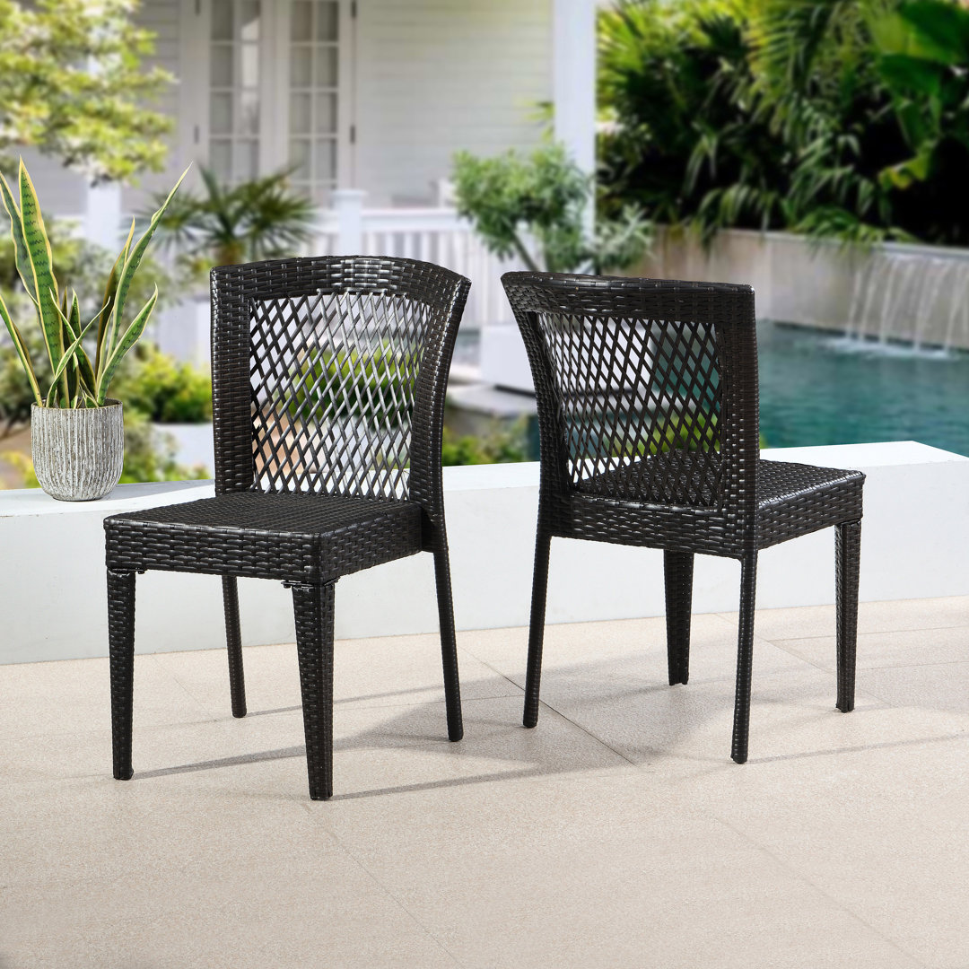 Wanita All Weather Wicker Stackable Dining Side Chairs (Set of 2) Bay Isle Home™ 