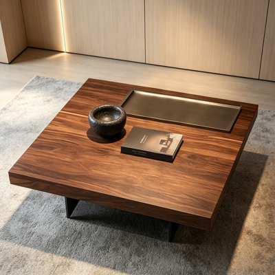 Brown Manufactured Wood Square Coffee Table