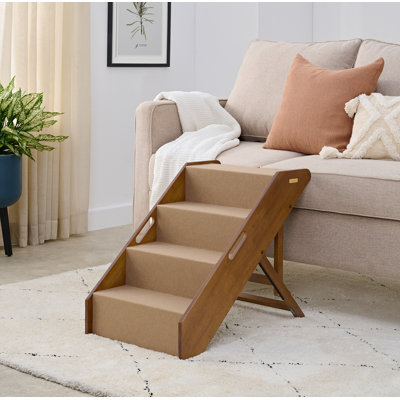 Pet Steps W/ Fruitwood Finish and Brown Felt