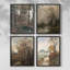 «Vintage Landscape CVII», 4 pièces sur papier