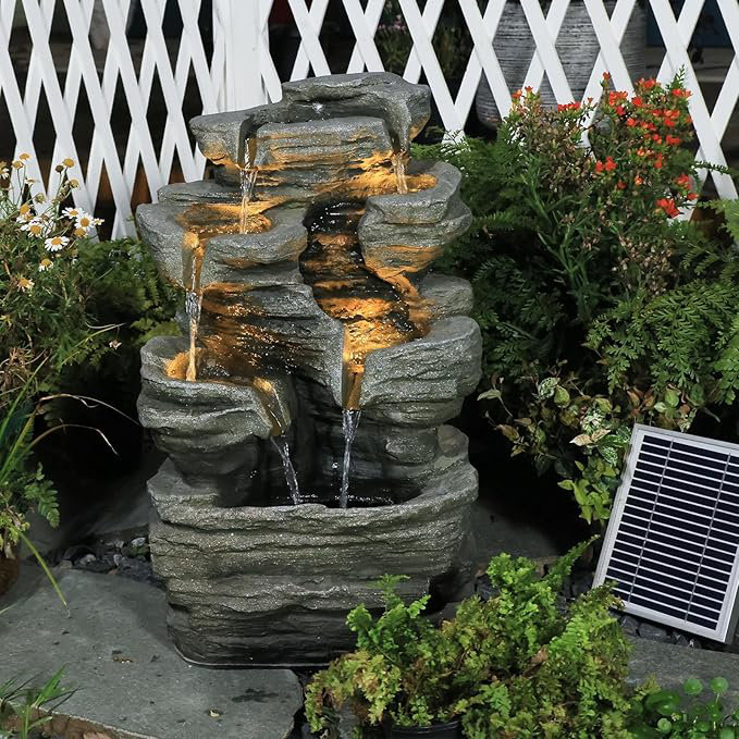Hand Crafted Weather Resistant Floor Fountain with Light