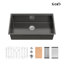 Évier de cuisine encastré 33 po à cuve simple en acier inoxydable avec planche à découper, passoire, grille 33 po-108980330